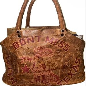 Vintage Leather Don't Mess with Texas Bag